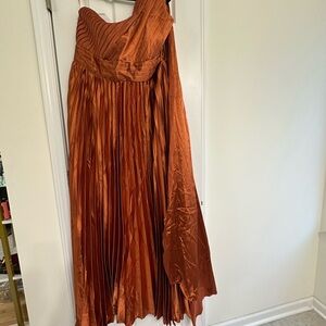 Fashion Nova One Shoulder Dress in Copper